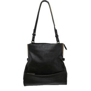 Halston Heritage Black Leather Shoulder Hobo Bag Purse